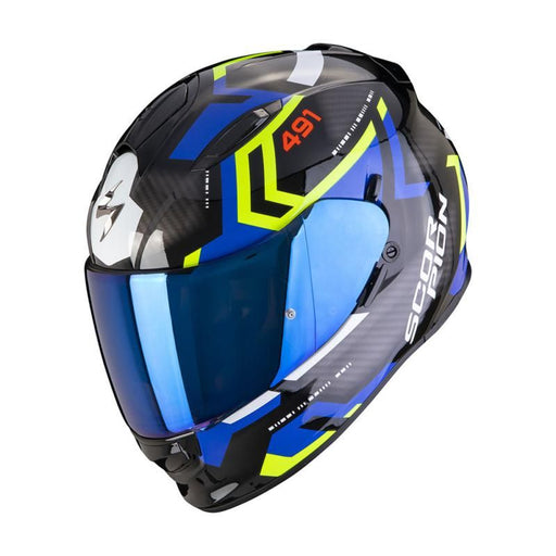 SCORPION EXO 491 SPIN BLK/BLU/YELLOW Full Face Helmets Scorpion XS   - CorsaStradale.co.uk