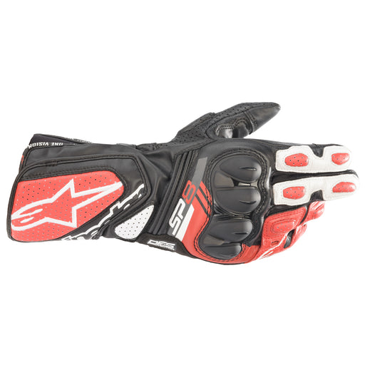 Alpinestars SP-8 V3 Leather Gloves Black/White/Red Gloves Alpinestars S   - CorsaStradale.co.uk
