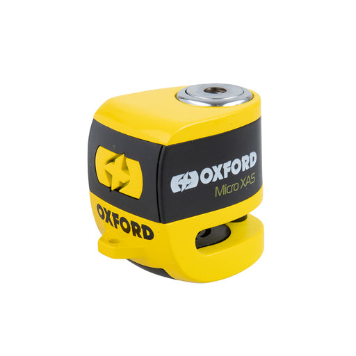 Oxford Micro XA5 Alarm Disc Lock Yellow/Black Locks Oxford    - CorsaStradale.co.uk